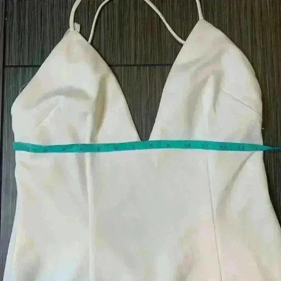 Katie May Ivory Deep V-Neck Open Back Sleeveless Cocktail Midi Dress Size M - Picture 4 of 16